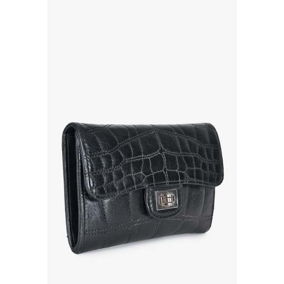 Pre-Loved™ Chanel 2006/08 Black Croc Stitched Reissue Wallet - Picture 2 of 3